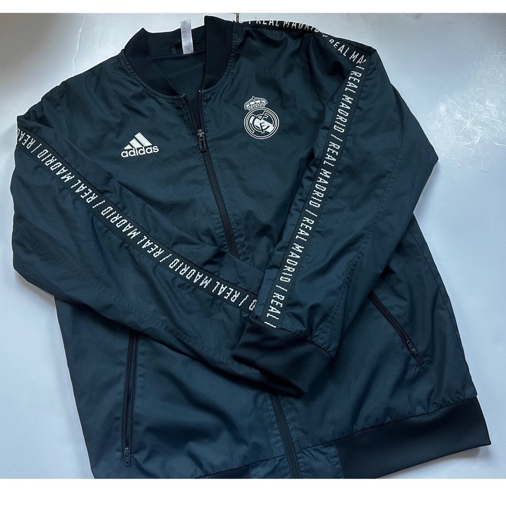Adidas Real Madrid Track Training Anthem Jacket Soccer Logo Full‎ Zip 12-14Y